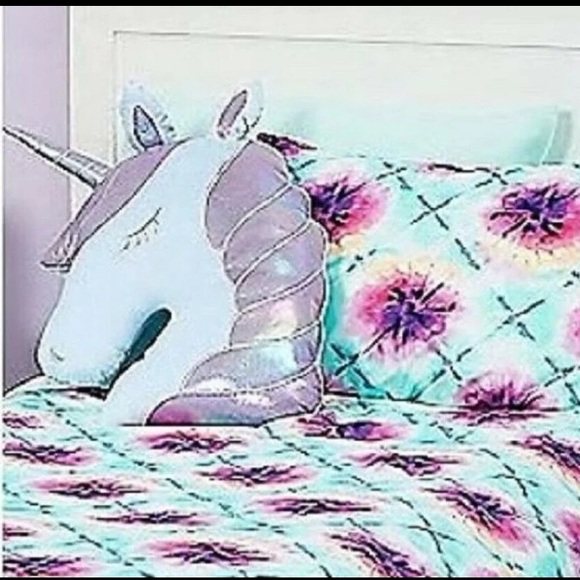 Justice Shimmer Unicorn Head Jumbo Big Pillow 23” - Picture 2 of 5